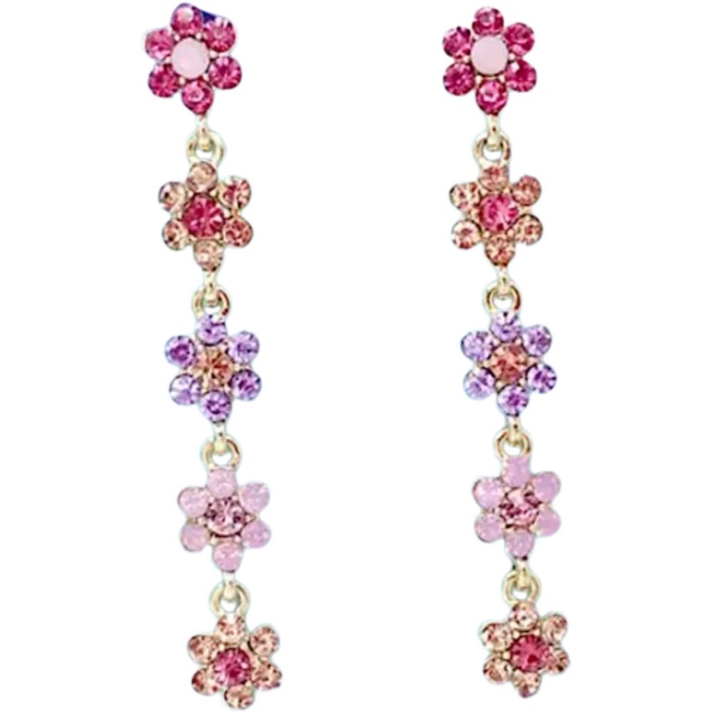 Linear Drop Dangle 🌼 Flower 🌺 Earrings - Picture 5 of 5